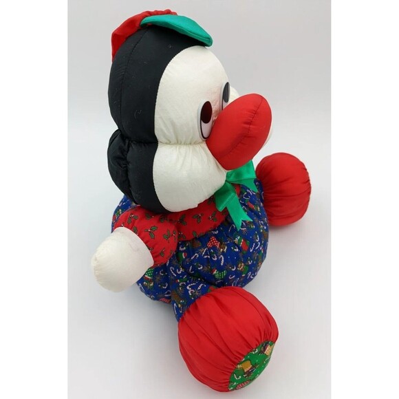 Vintage TB Trading Co Nylon Christmas Penguin Puffy Nylon Print Fabric Santa Hat - Picture 8 of 12